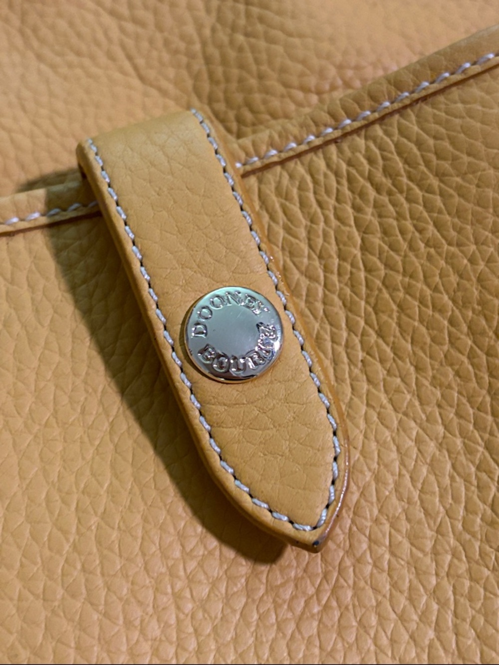 Dooney & Bourke Yellow Pebbled Leather Tote with Front Pockets - Picture 3 of 5